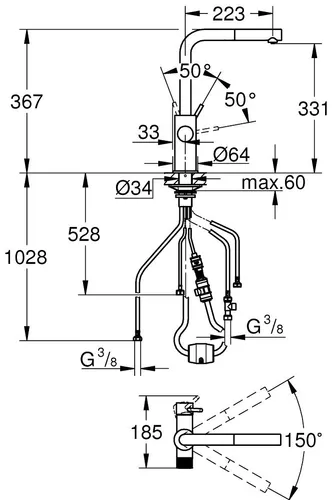 Bateria GROHE Blue Pure Minta 30590DC0 Stal nierdzewna
