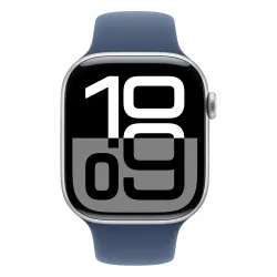 Apple Watch Series 10 GPS 42mm z aluminium srebrny pasek sportowy denim S/M