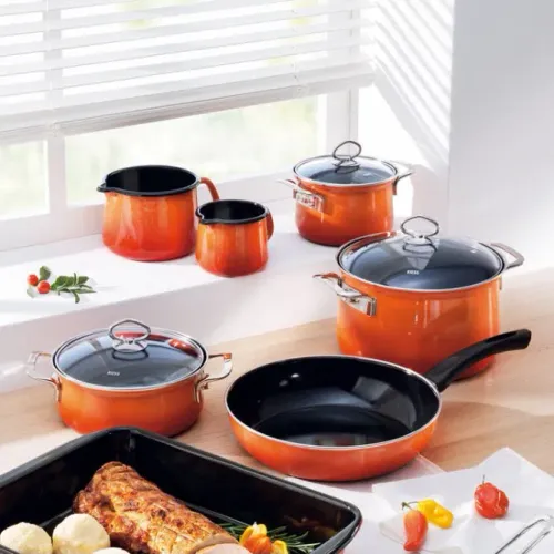 RIESS Nouvelle Corall 1 l - garnek emaliowany z pokrywką