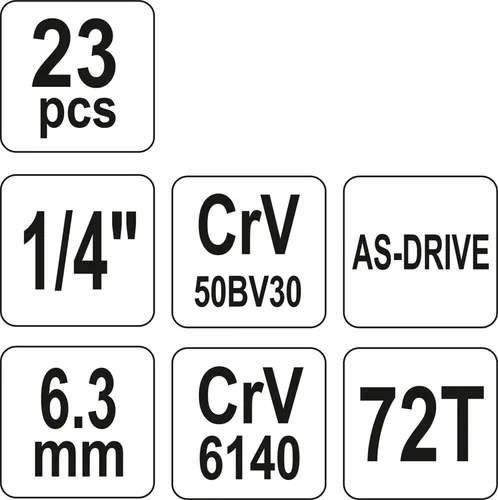 Zestaw narzędziowy 1/4" (23szt.) Yato YT-14421