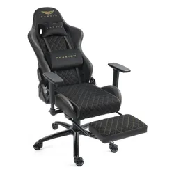 Fotel GAMVIS Phantom Large Czarny (złote elementy) + podnóżek