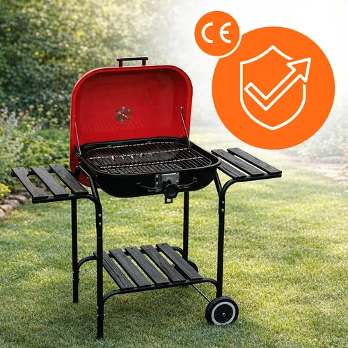 Grill węglowy VELACO VL02-RED-BLACK Czarny / Czerwony