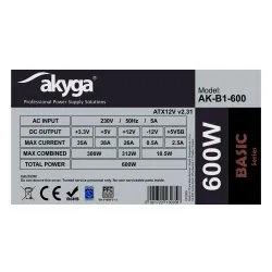 Zasilacz Akyga Basic AK-B1-600 600W Srebrny