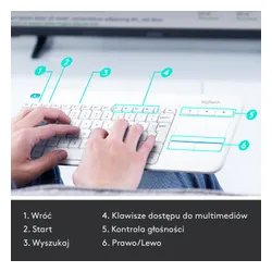 Klawiatura Logitech Wireless Touch Keyboard K400 Plus - biały