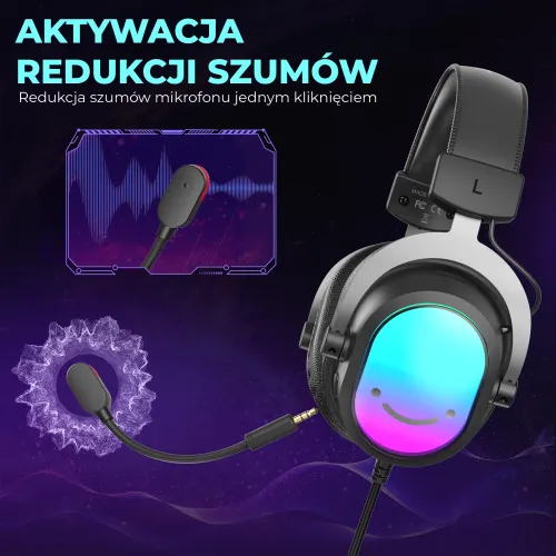 Słuchawki przewodowe z mikrofonem Fifine AmpliGame H16 Nauszne Czarny
