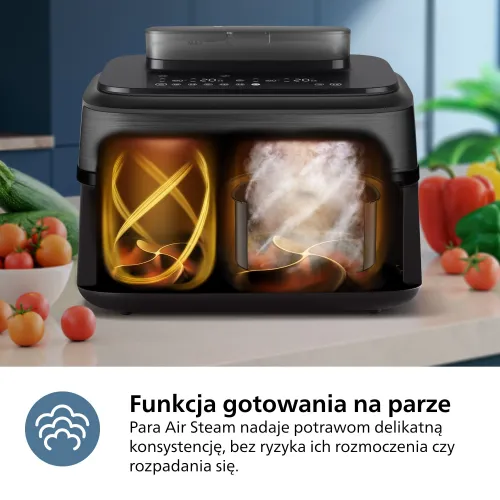 Air fryer Philips Ovi Dual Basket NA552/00 2750W 9l Aplikcja mobilna Gotowanie na parze