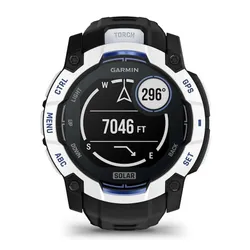 Smartwatch GARMIN Instinct 3 50mm Solar Biały + pasek czarno-niebieski