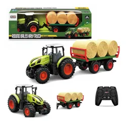 Zdalnie sterowany samochód COIL traktor na pilota z przyczepą i belami słomy