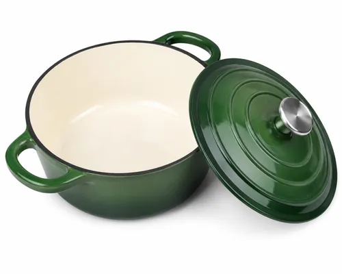 Garnek żeliwny emaliowany 28cm 5.9L ciężki indukcja Zielony KRISBERG