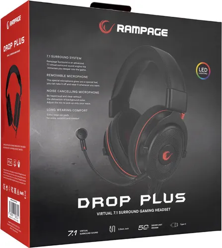 Słuchawki RAMPAGE Drop Plus RM-K60 Nauszne, Dźwięk przestrzenny
