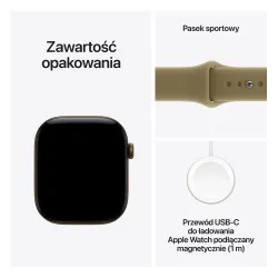 Apple Watch Series 12 GPS + Cellular Koperta 42 mm z aluminium w kolorze ciemnego brązu Pasek sportowy oliwkowy - S/M