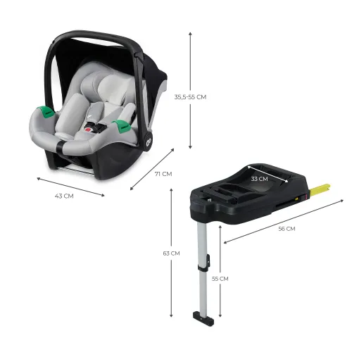 Fotelik samochodowy KINDERKRAFT Mink Pro I-Size z bazą 40-75 cm (0-13 kg) Szary