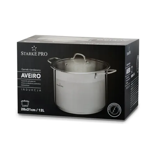 Garnek wysoki ze stali nierdzewnej z pokrywką Starke Pro Aveiro 12 l