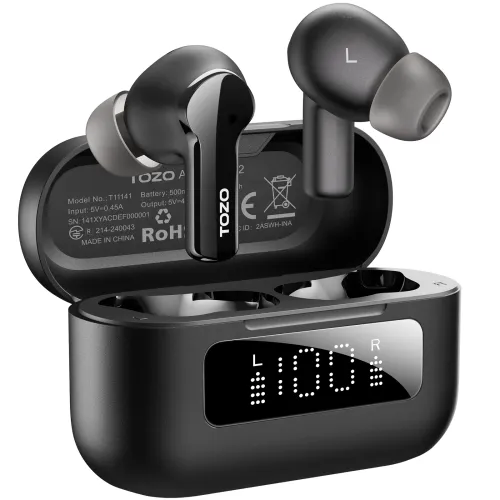 Słuchawki bezprzewodowe Tozo AeroSound2 Dokanałowe Bluetooth 5.3 Czarny