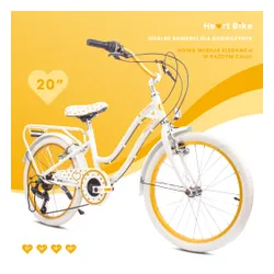 Rower dziecięcy SUN BABY Heart Bike 20 cali dla dziewczynki Biało-złoty