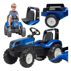 Duży Traktor Na Pedały Falk New Holland Z Przyczepą Dla Dzieci 3-7 Lat 50Kg