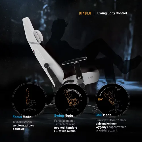 Fotel Diablo Chairs X.Eye Prime, Normal Size, Ghosted White Gamingowy do 140kg Biały