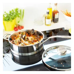 DEMEYERE Atlantis 24 cm - patelnia ze stali nierdzewnej z pokrywką