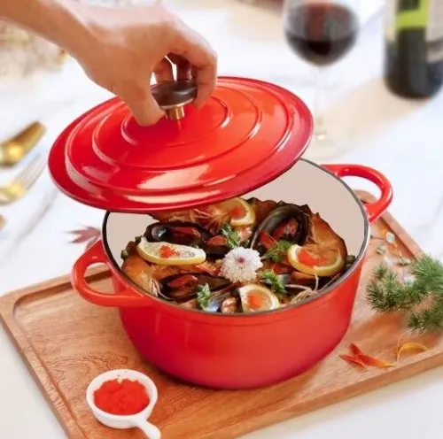 Garnek żeliwny emaliowany 28cm 5.9L ciężki indukcja Czerwony KRISBERG