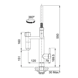 Bateria FRANKE Vital 120.0621.230 Gun metal-chrom