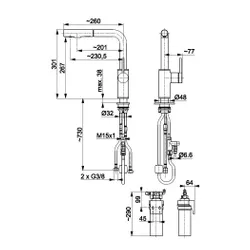 Bateria KFA ARMATURA Duero Pure Basic 6623-112-22 z filtrem Inox