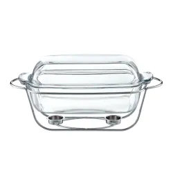 Naczynie żaroodporne Ambition z podgrzewaczem Saule 5,3l Srebrny