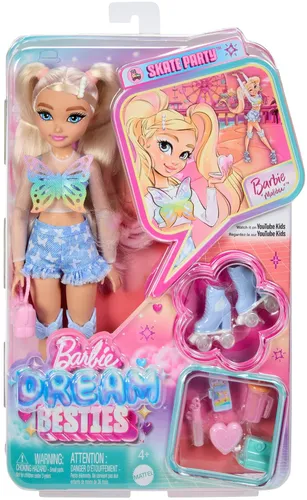 Lalka Barbie Dream Besties Malibu na wrotkach JFX96