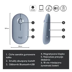 Myszka Logitech Pebble M350 Niebiesko-szary