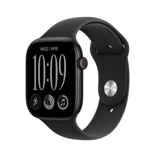 Apple Watch Series 12 GPS Koperta 42 mm z aluminium w kolorze czarnym Pasek sportowy w kolorze czarnym S/M