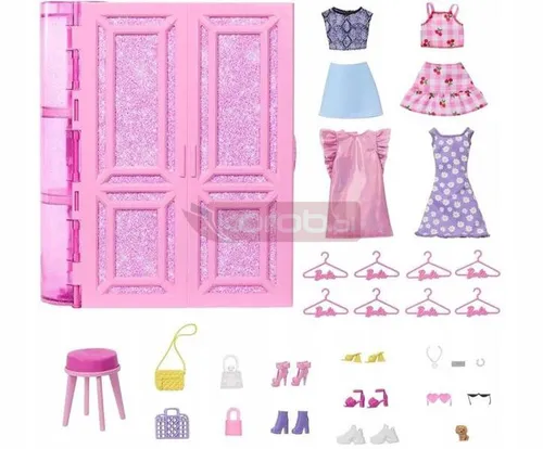 BARBIE WYMARZONA SZAFA MARZEŃ NA UBRANKA GARDEROBA +ubranka dla lalki HXD59