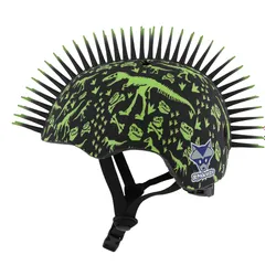 Kask rowerowy RASKULLZ T-Rex Bonez Mohawk Czarno-zielony dla Dzieci (rozmiar XS)