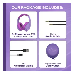 Słuchawki bezprzewodowe PowerLocus P19 Purple Nauszne Bluetooth 5.3 Fioletowy
