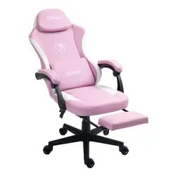 Fotel COBRA Player 5.0 CRF54PK Różowy + podnóżek
