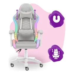 Fotel HELL'S CHAIR HC-1000 LED RGB Kids Szary