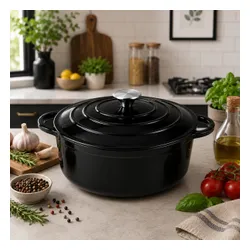 Garnek żeliwny emaliowany 28cm 5.9L ciężki indukcja Czarny KRISBERG