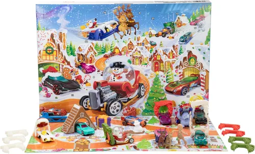 HOT WHEELS KALENDARZ ADWENTOWY 2025 24 niespodzianki, 10 autek JCB47