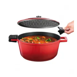 TESCOMA Bordeaux 6,8 l czerwony - garnek aluminiowy z pokrywką