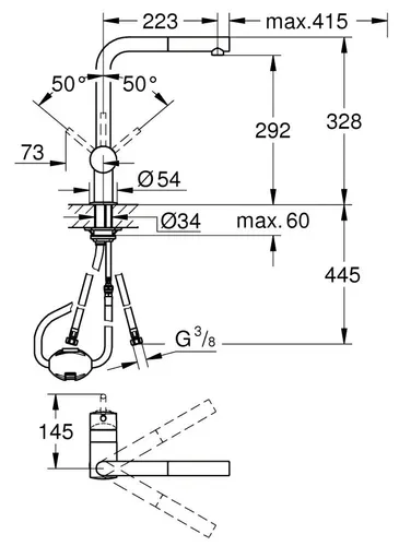 Bateria GROHE Minta 32168000 Chrom