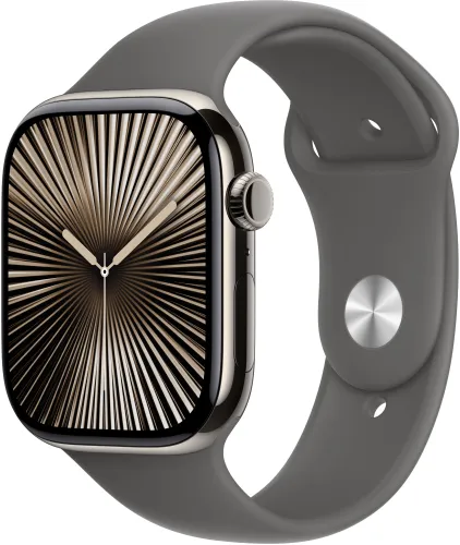 Apple Watch Series 10 GPS + Cellular koperta 42mm tytan naturalny pasek sportowy górska szarość
