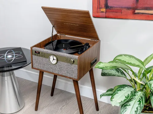 Gramofon Victrola Century Signature+ 6-in-1 VTA-835SB-WLN-INT Manualny Napęd paskowy Bluetooth CD Kaseta Orzech