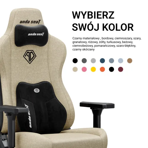 Fotel Anda Seat Kaiser 3E XL Gamingowy do 150kg Tkanina Ciemnobeżowy