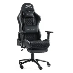Fotel GAMVIS Phantom Large Czarny (białe elementy) + podnóżek