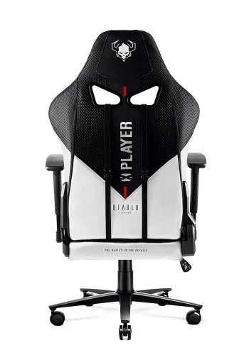 Fotel Diablo Chairs X-Player 2.0 Normal Size Gamingowy do 160kg Skóra ECO Tkanina Czarno-biały