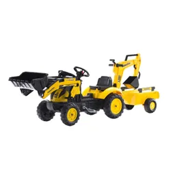 Falk Traktor Na Pedały Komatsu Z Łyżką Koparką I Przyczepą 2-5 Lat