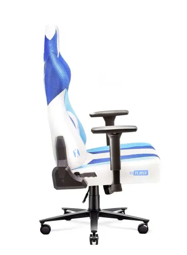 Fotel Diablo Chairs X-Player 2.0 Normal Size Gamingowy do 150kg Skóra ECO Tkanina Biało-niebieski