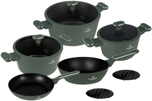 Zestaw patelni i garnków BERLINGER HAUS Matte Green Collection BH-8207 (10 elementów)