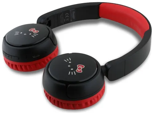 Słuchawki nauszne HELLO KITTY Face Logo Czarno-czerwony