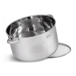 Garnek stalowy gastronomiczny duży z pokrywką 17,7l 34cm indukcja gaz 3022