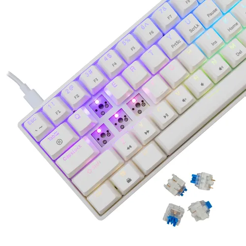 Klawiatura gamingowa White Shark Shinobi Blue przewodowa mechaniczna podświetlana biała