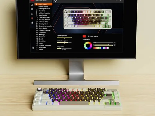 Klawiatura ROYAL KLUDGE L75 Mocha Grey Cream Switch